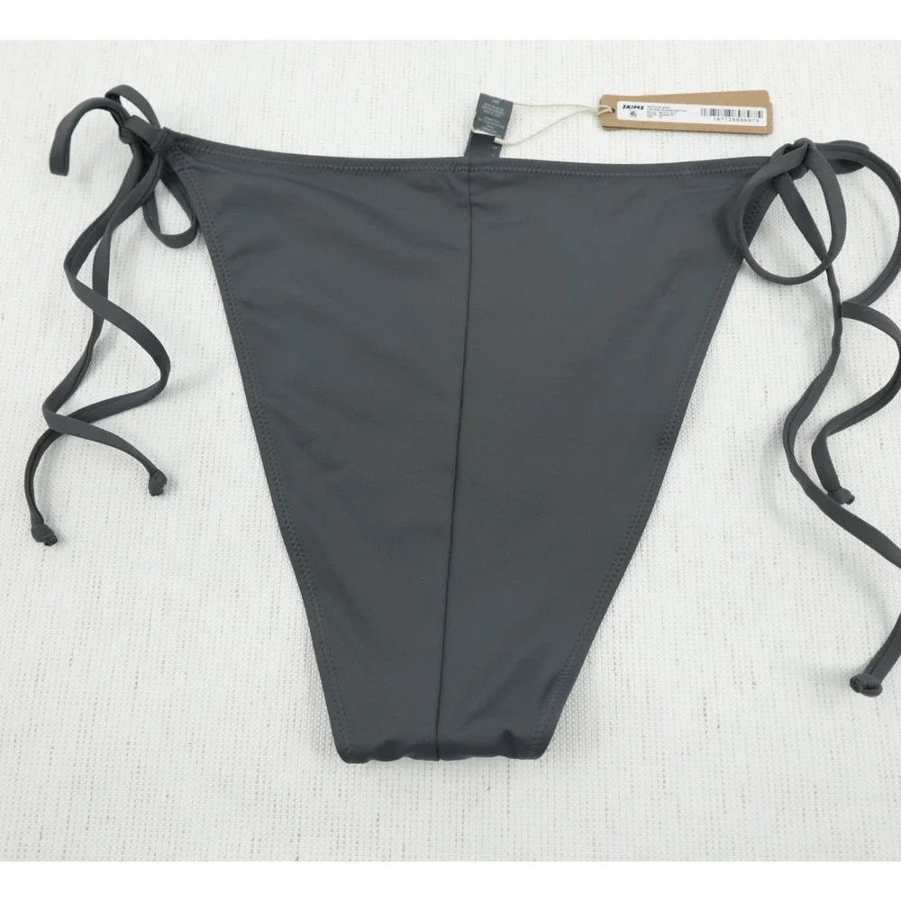 SKIMS Swim Recycled Bikini Bottom Womens 2X Gunmetal Low Rise Tie Beachwear‎